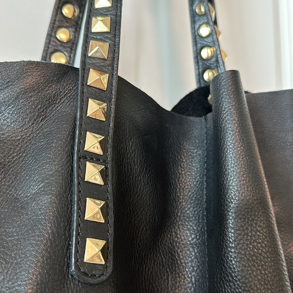 Zara black leather studded tote bag - Picture 4 of 14